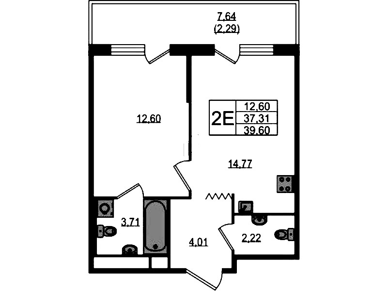 1-комнатная квартира 39.6 м², 5/12 эт., ЖК «UP! Квартал Воронцовский»